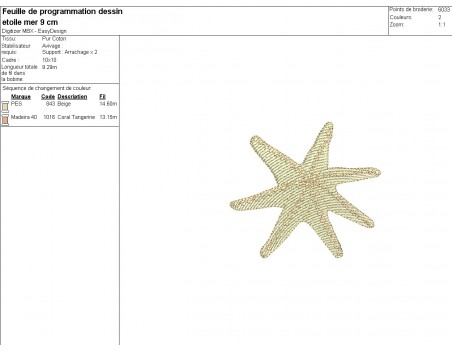 Instant download machine embroidery design starfish