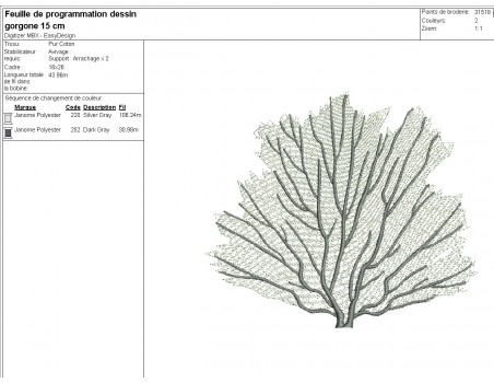 Instant download machine embroidery design gorgonian sea fan