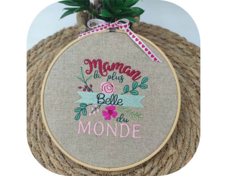 Instant download machine embroidery design  beautiful mom in the world