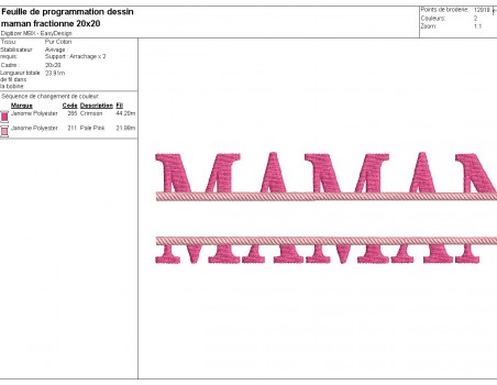 Motif de broderie machine  maman  a personnaliser