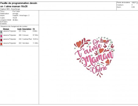 Instant download machine embroidery design  we love you mom