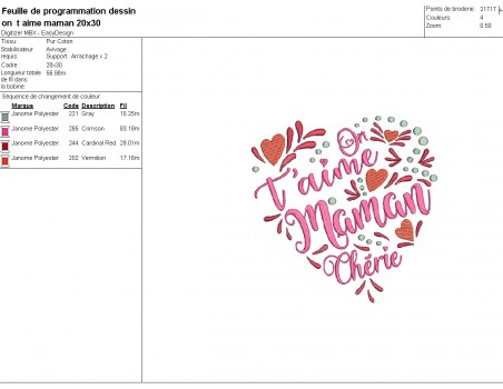 Instant download machine embroidery design  we love you mom