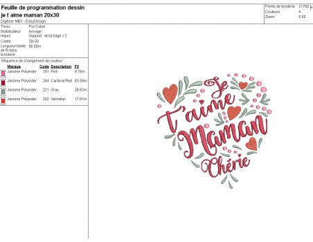 Instant download machine embroidery design  I love mom