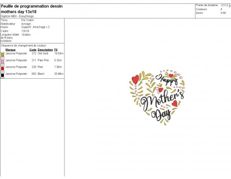 Instant download machine embroidery design  happy mother s day
