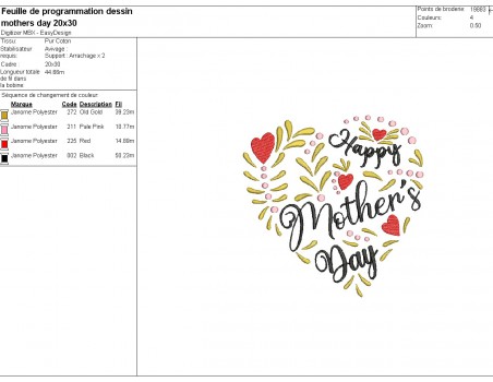 Instant download machine embroidery design  happy mother s day