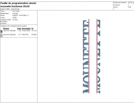 Instant download machine embroidery design customizable mounette