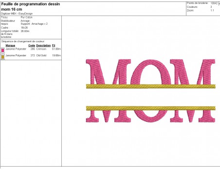 Instant download machine embroidery design customizable mom