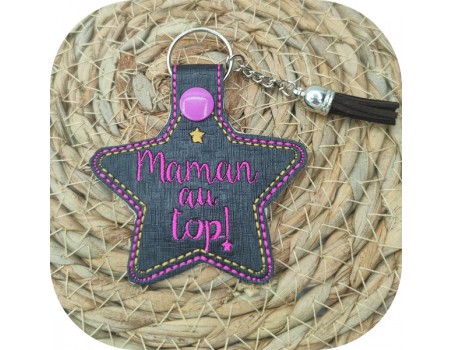 machine embroidery design mom on top keychain ith