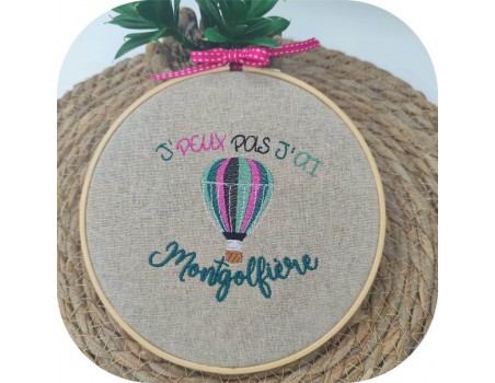 Instant download machine embroidery design I can not hot air balloon