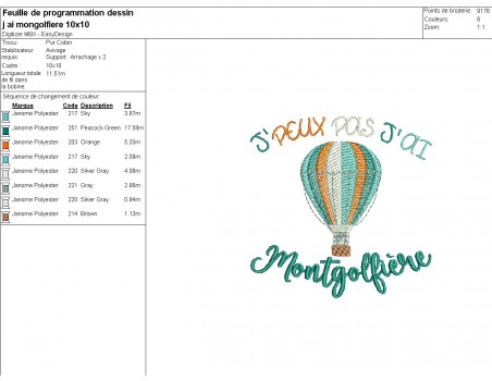 Instant download machine embroidery design I can not hot air balloon