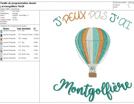 Instant download machine embroidery design I can not hot air balloon