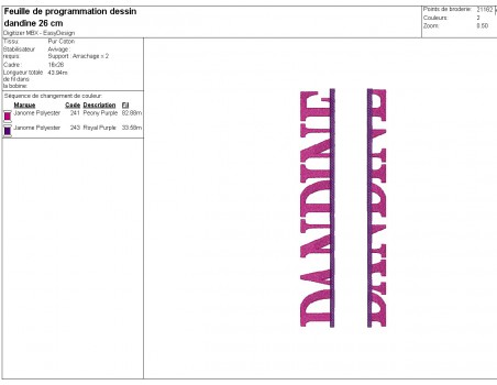 Instant download machine embroidery design customizable dandine