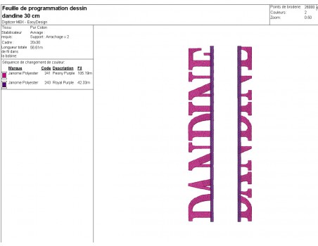 Motif de broderie machine  dandine a personnaliser