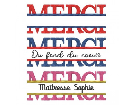 Motif de broderie machine  merci  a personnaliser