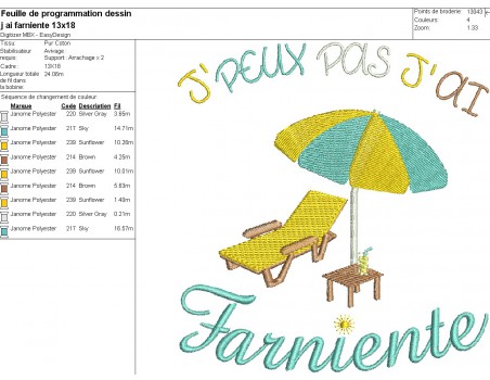 Motif de broderie machine farniente