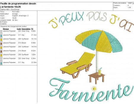 Motif de broderie machine farniente