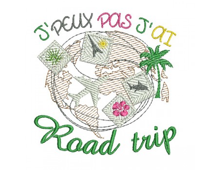 Instant download machine embroidery design I can not road trip