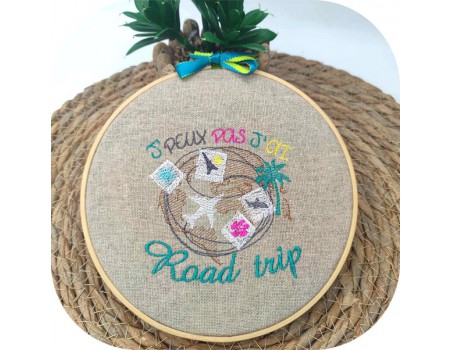 Instant download machine embroidery design I can not road trip