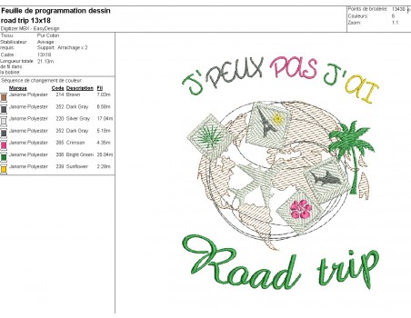 Instant download machine embroidery design I can not road trip