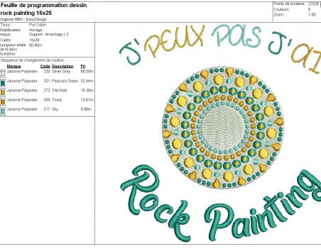 Instant download machine embroidery design I can not rock painting