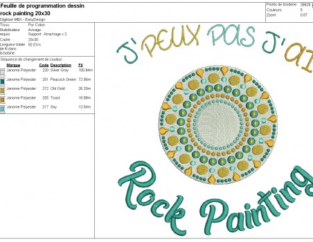 Motif de broderie machine rock painting