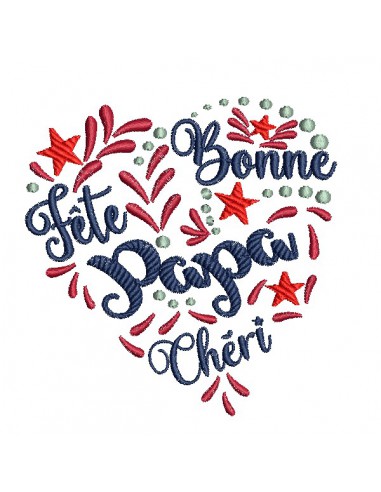 Motif de broderie machine  coeur bonne fête papa