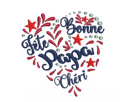 Motif de broderie machine  coeur bonne fête papa