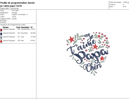 Instant download machine embroidery design  I love dad