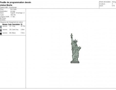 Instant download machine embroidery design  statue of liberty