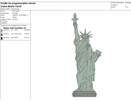 Instant download machine embroidery design  statue of liberty