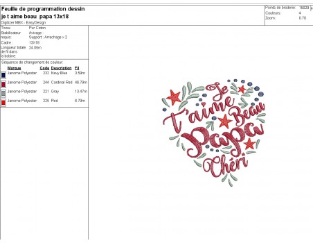 Instant download machine embroidery design  I love Stepfather