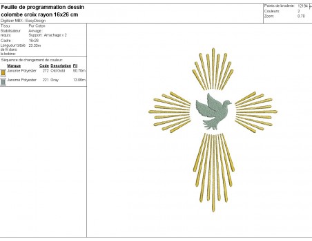 Instant download machine embroidery design dove religious cross