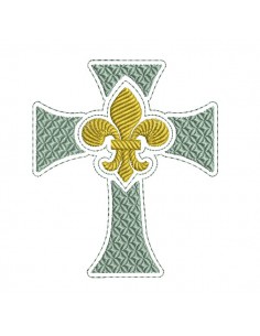 Instant download machine embroidery design lily religious cross