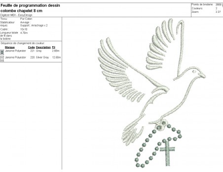 Instant download machine embroidery design dove rosary