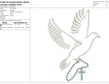 Instant download machine embroidery design dove rosary