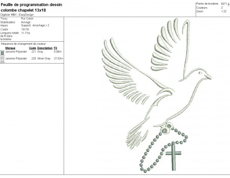 Instant download machine embroidery design dove rosary