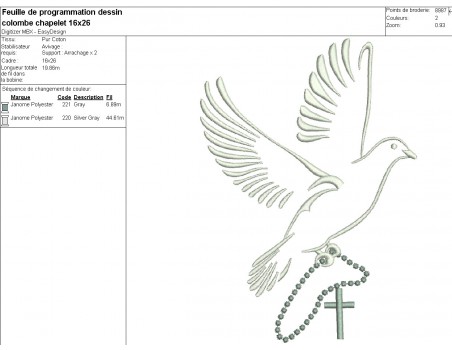 Instant download machine embroidery design dove rosary