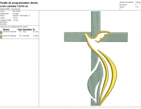 Instant download machine embroidery design religious dove cross