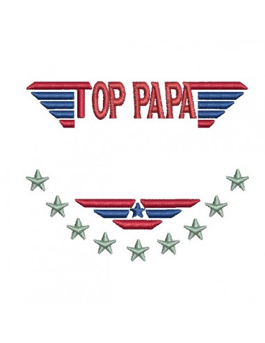 Motif de broderie machine logo Top Papa personnalisable