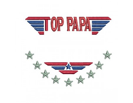 Motif de broderie machine logo Top Papa personnalisable