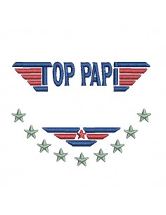 Motif de broderie machine logo Top Papi personnalisable