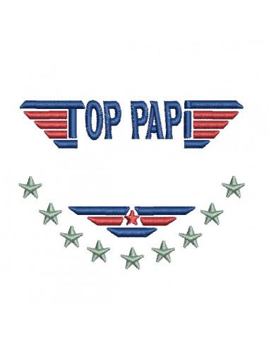 Motif de broderie machine logo Top Papi personnalisable