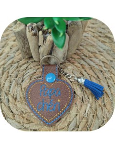 Motif de broderie machine porte clés coeur papa chéri  ITH