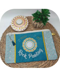 Motif de broderie machine ITH trousse rock painting