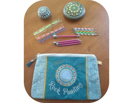 Motif de broderie machine ITH trousse rock painting