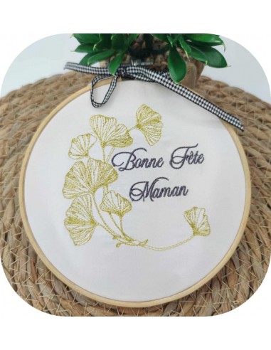 Instant download machine embroidery design frame  ginkgo biloba Instant download machine embroidery design frame  ginkgo biloba