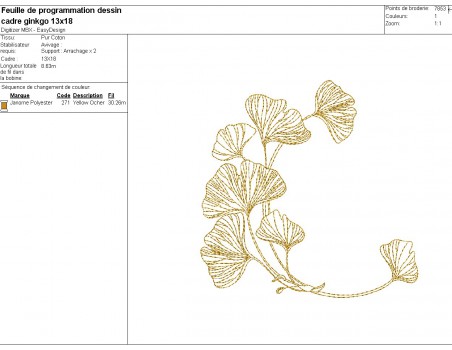 Instant download machine embroidery design frame  ginkgo biloba