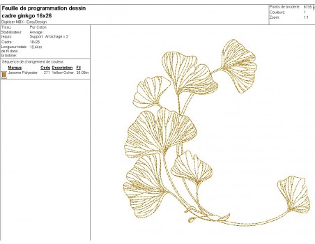 Instant download machine embroidery design frame  ginkgo biloba