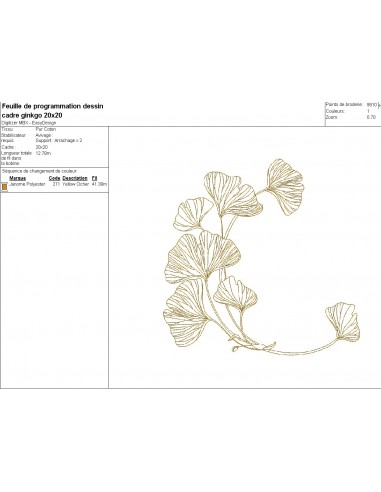 Instant download machine embroidery design frame  ginkgo biloba Instant download machine embroidery design frame  ginkgo biloba