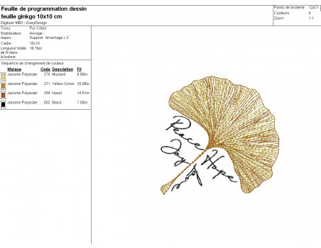 Instant download machine embroidery design ginkgo biloba leaf